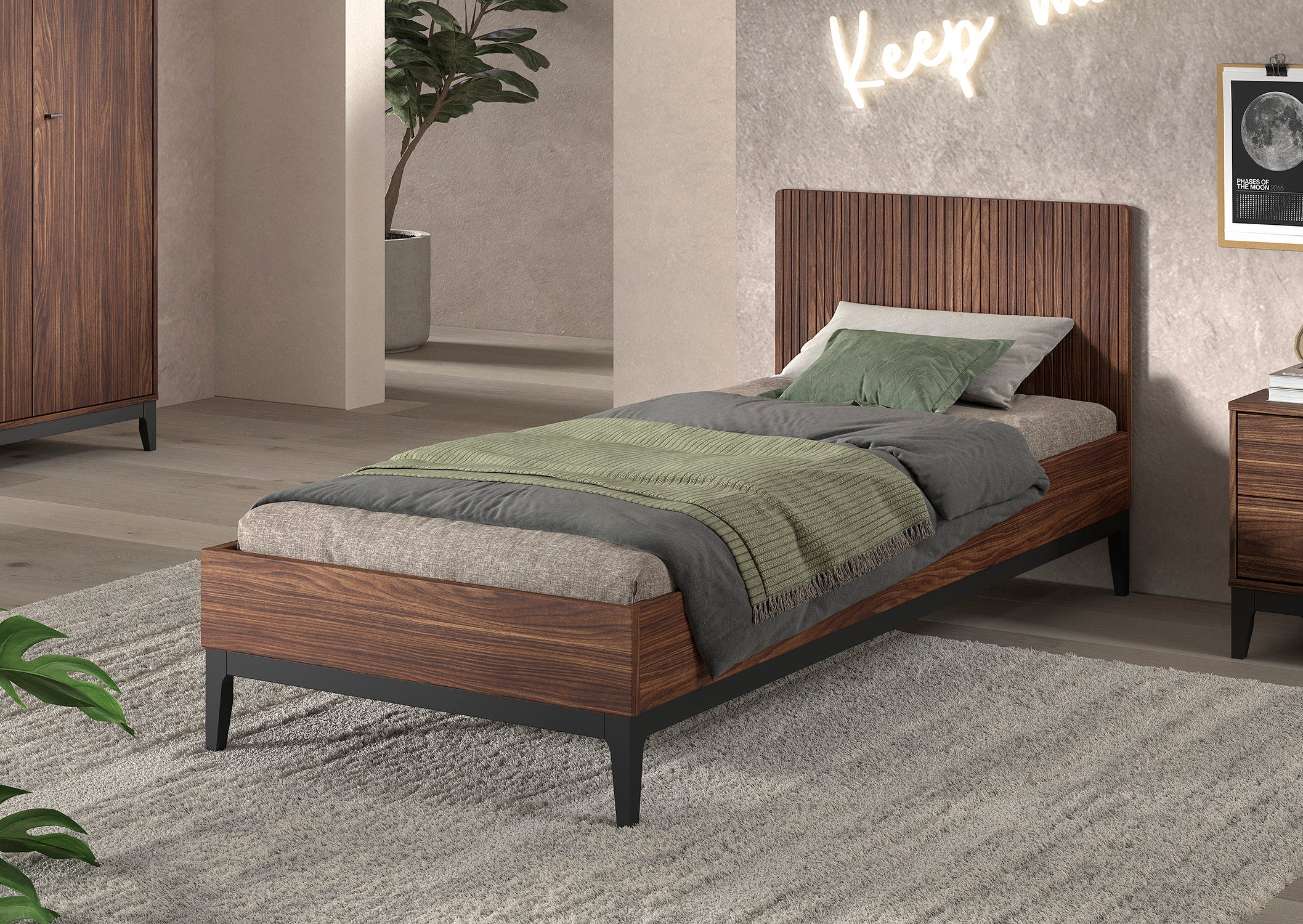 Ilyas Bed 90 X 200 Cm Walnut