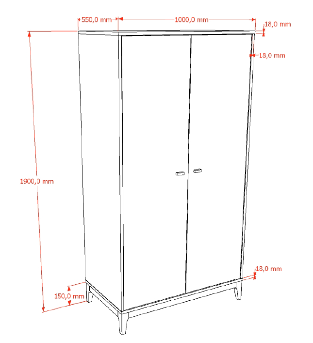 Ilyas 2 Door Wardrobe Walnut