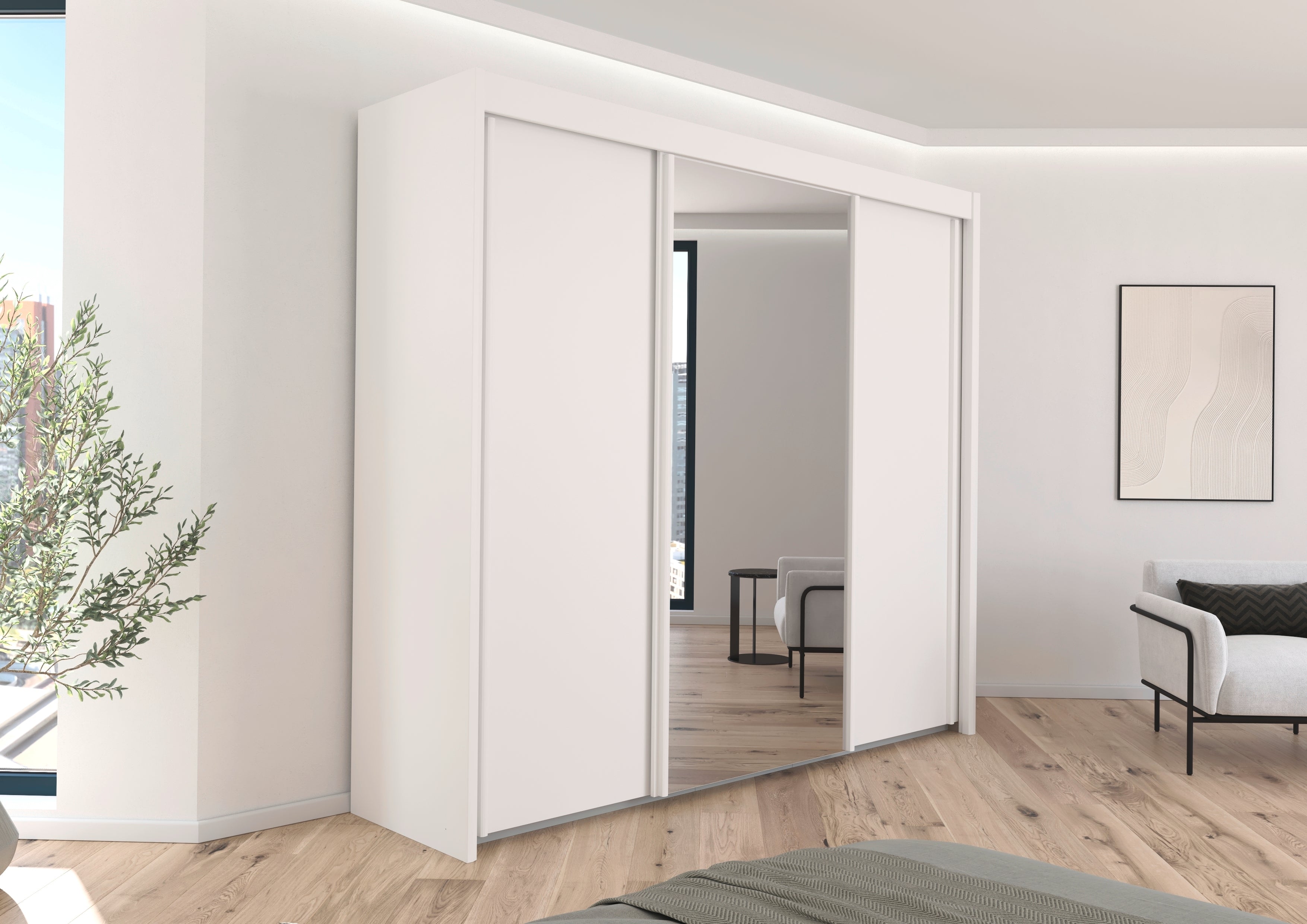 Sovereign Sliderobe - 2.5m in Alpine White finish - Free internal divide