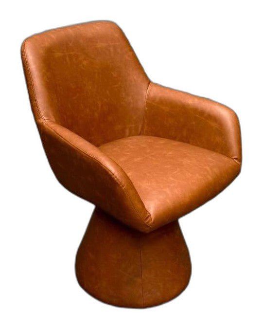 Jake Swivel Chair with Base - Cognac PU