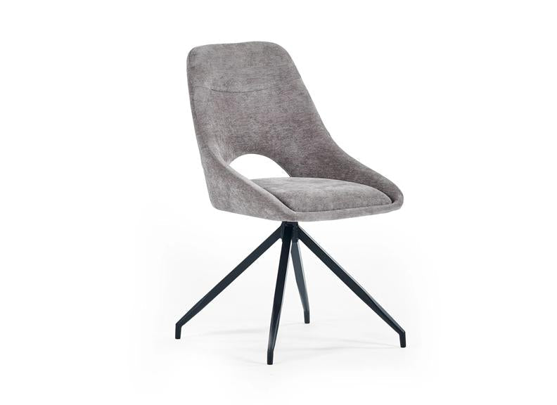 Two Jonah Swivel Dining Chairs – Cream Or Grey Chenille Fabric Dining Chair With Swivel Base