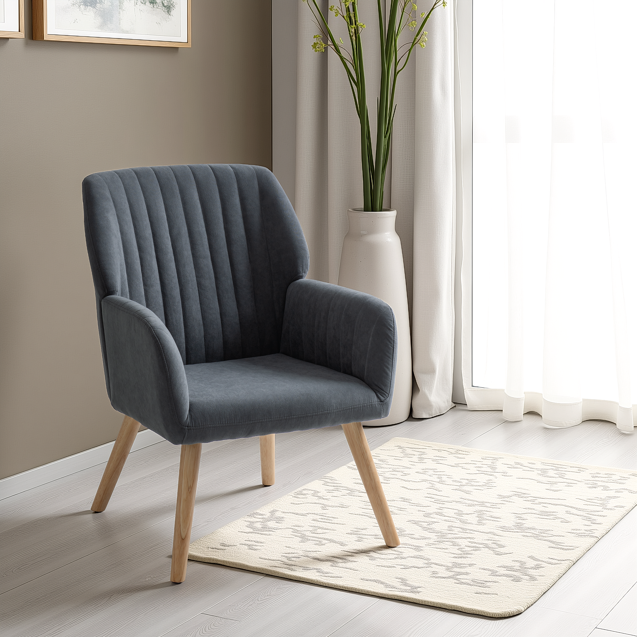 Jordan Occasional Chair Dark Grey Velvet Fabric