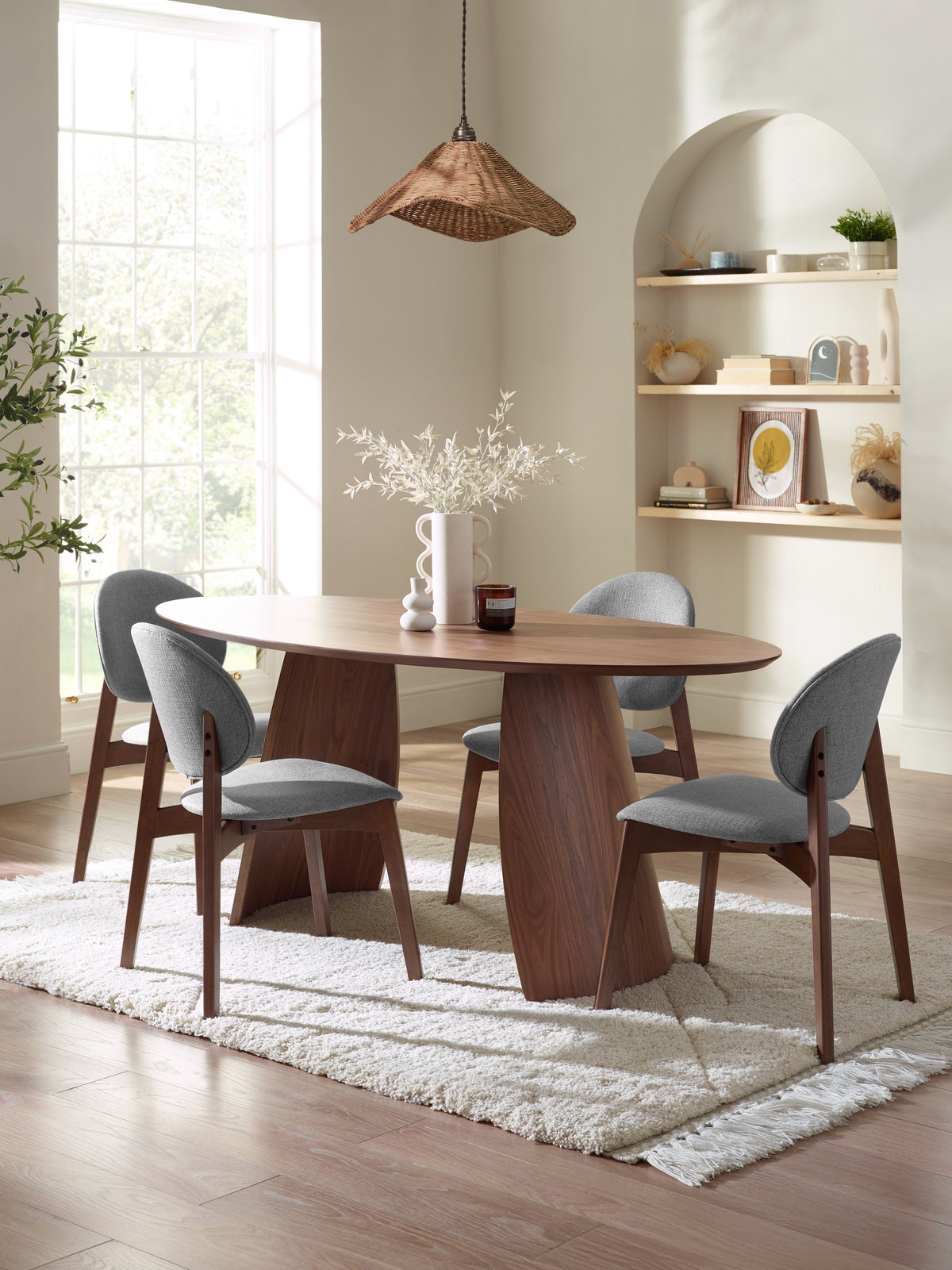 Julius Oval 4-6 Seater Dining Table - Walnut Effect
