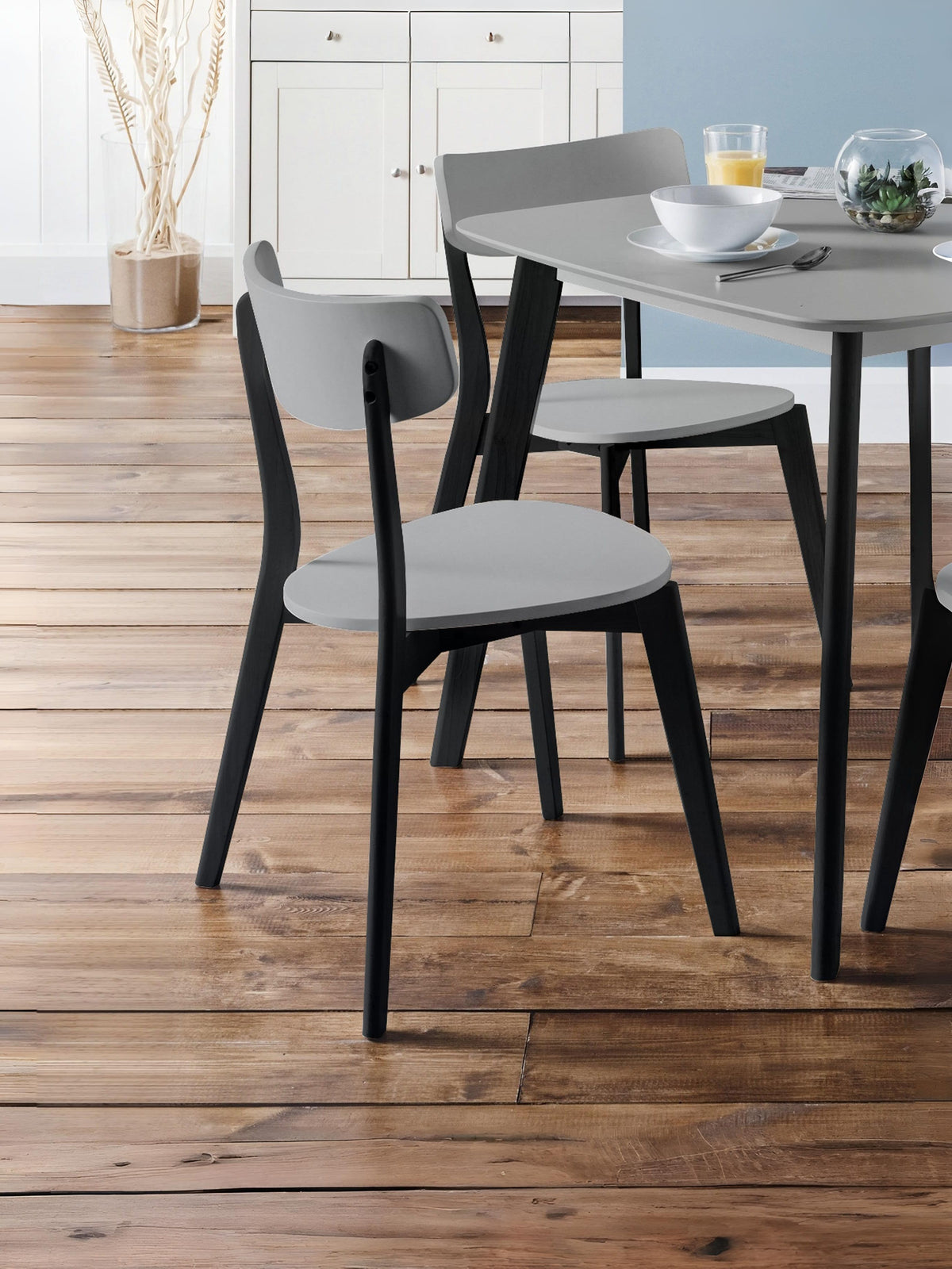 Casa Set of 2 Grey and Black Dining Chairs