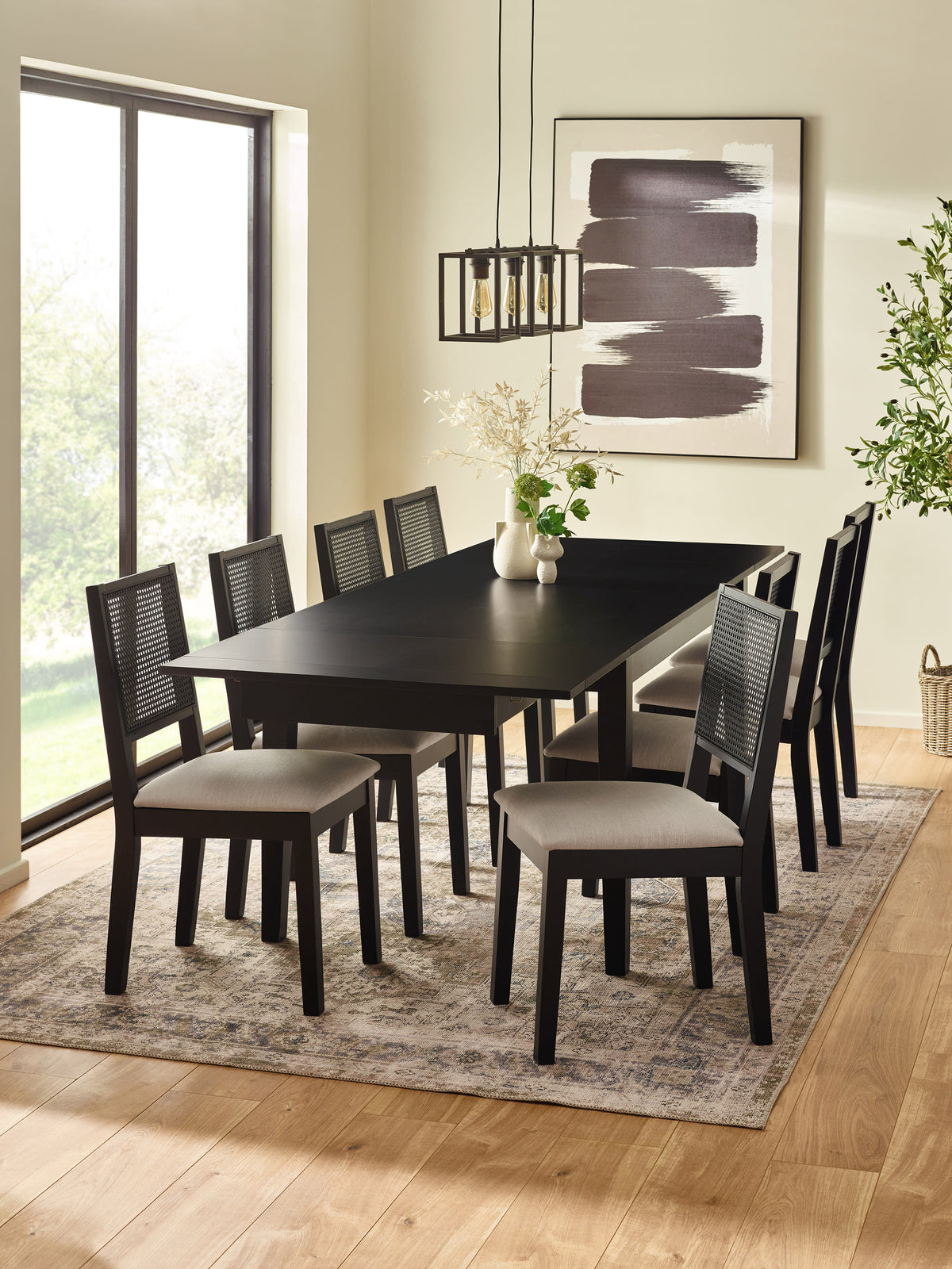 Knoxley Black Oak Rectangular 173-251cm Extending Dining Table
