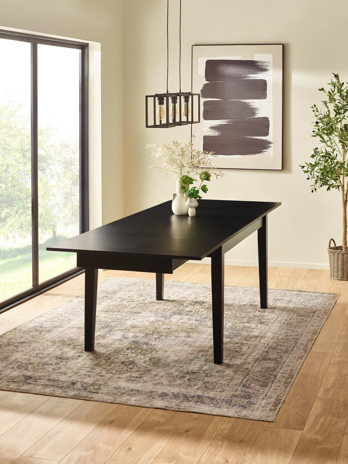 Knoxley Black Oak Rectangular 173-251cm Extending Dining Table