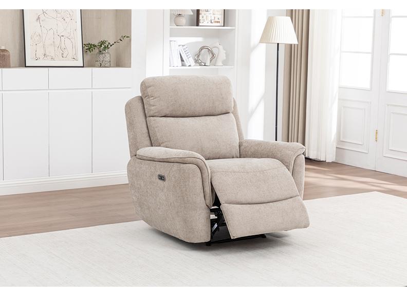 Kelmire Beige Fabric Powered Reclining Armchair