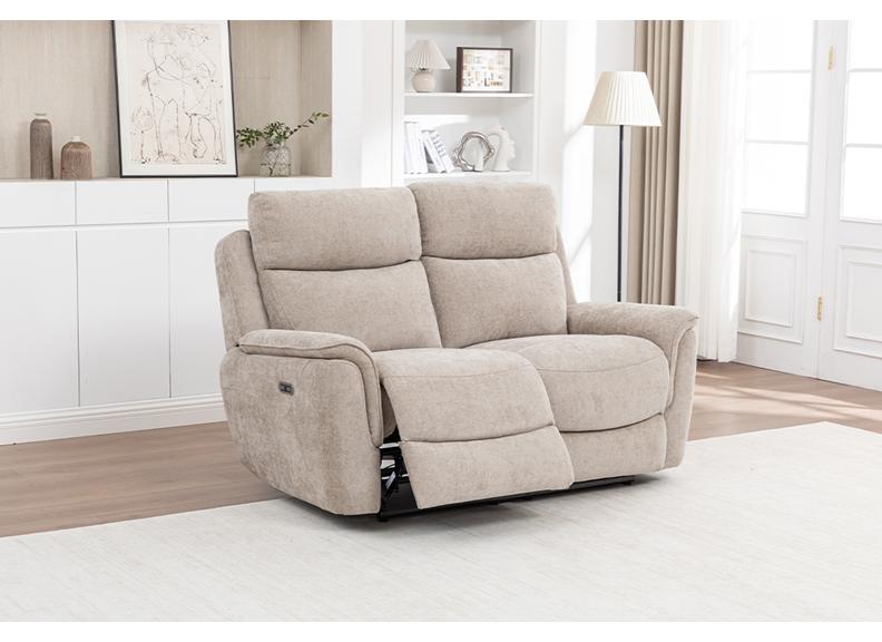 Kelmire Beige Fabric Powered Reclining 2 Seat Sofa