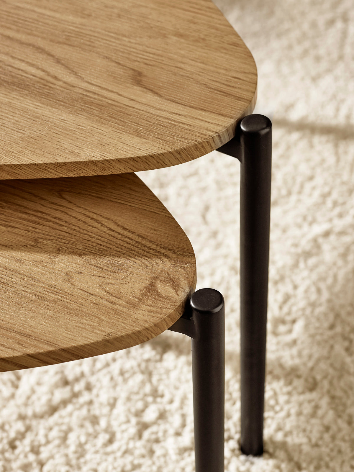 Lorette Oak Effect Teardrop Nest of 3 Side Tables