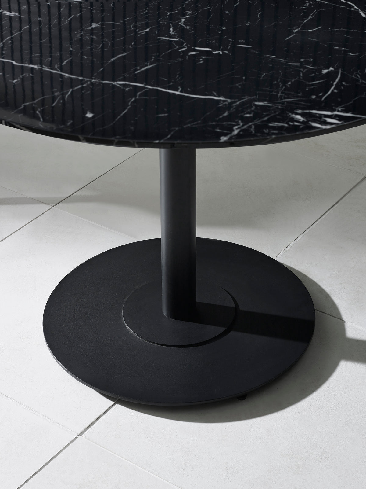Luca Round Pedestal 4 Seater Dining Table - Black Marble Effect