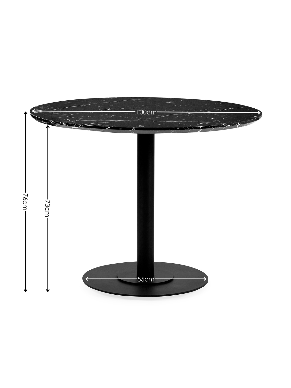 Luca Round Pedestal 4 Seater Dining Table - Black Marble Effect
