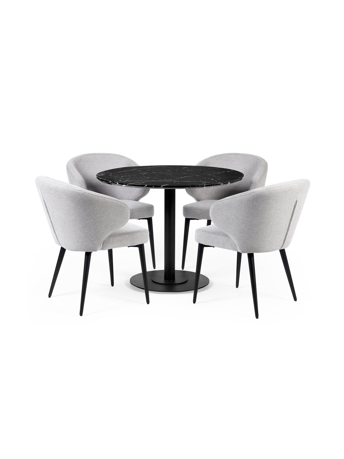 Luca Round Pedestal 4 Seater Dining Table - Black Marble Effect
