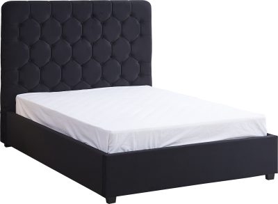 MADISON 5' OTTOMAN BED - BLACK VELVET FABRIC