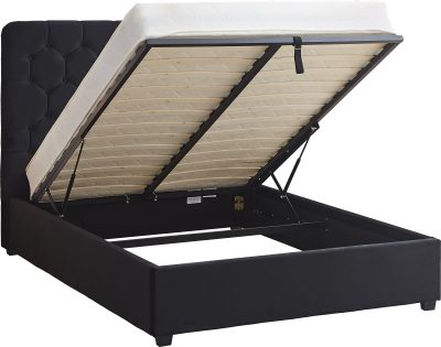 MADISON 5' OTTOMAN BED - BLACK VELVET FABRIC