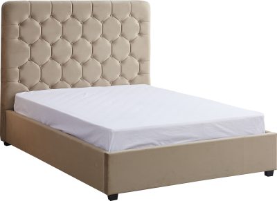 MADISON 4'6" OTTOMAN BED - FAWN VELVET FABRIC