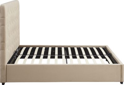 MADISON 4'6" OTTOMAN BED - FAWN VELVET FABRIC