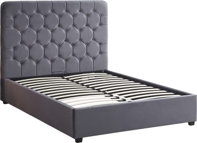 MADISON 5' OTTOMAN BED - GREY VELVET FABRIC