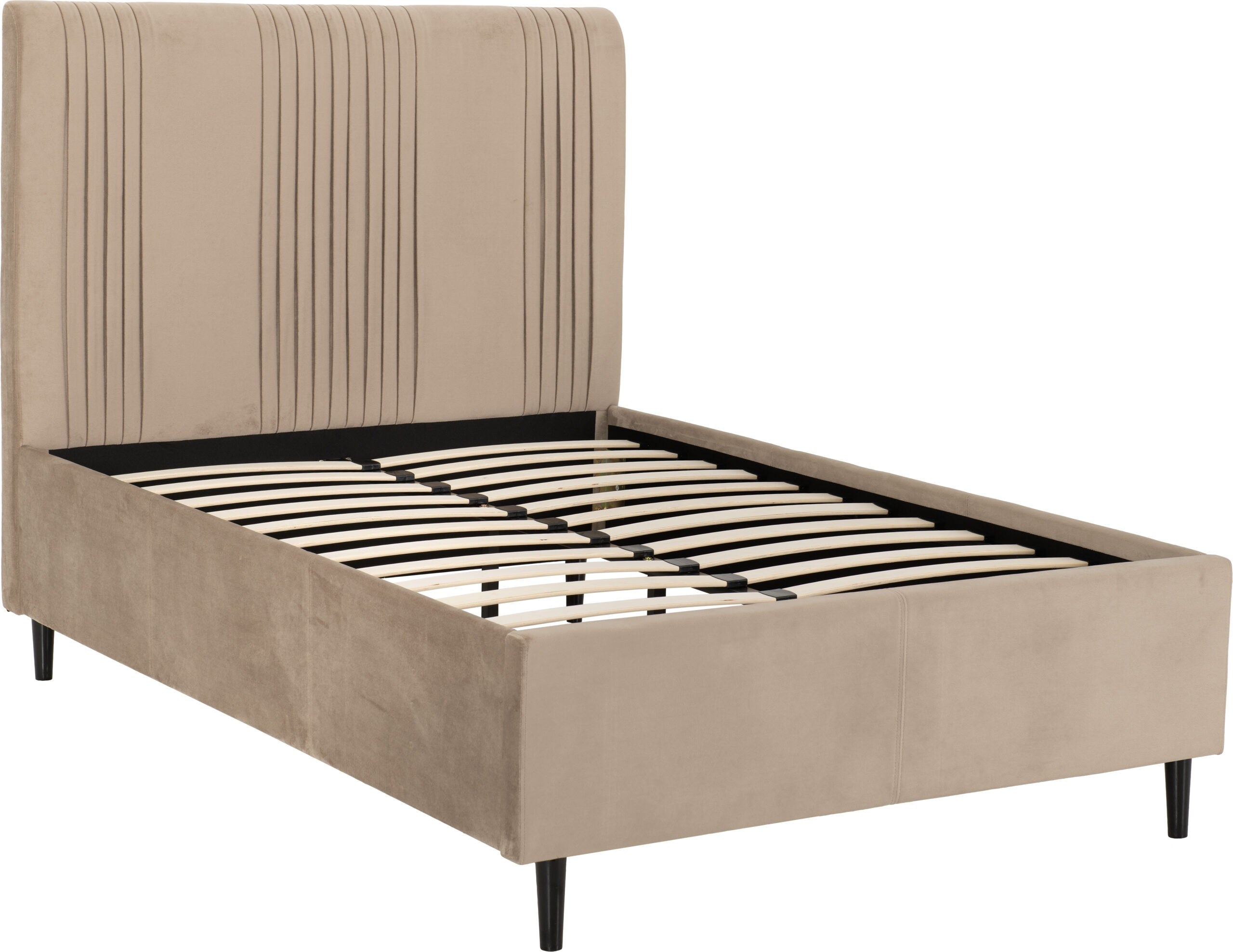 Maine 4'6" Bed Taupe Velvet Fabric