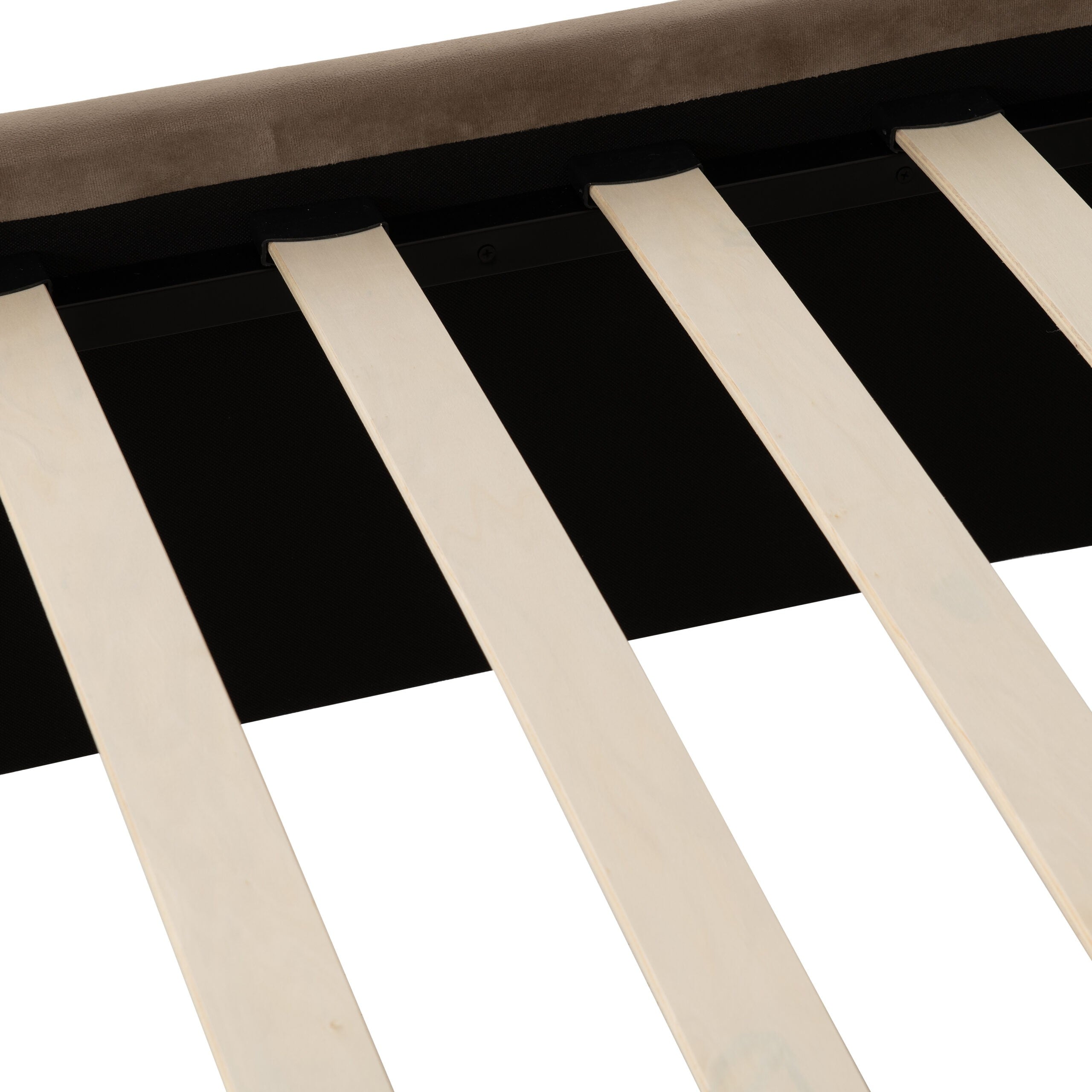 Maine 4'6" Bed Taupe Velvet Fabric