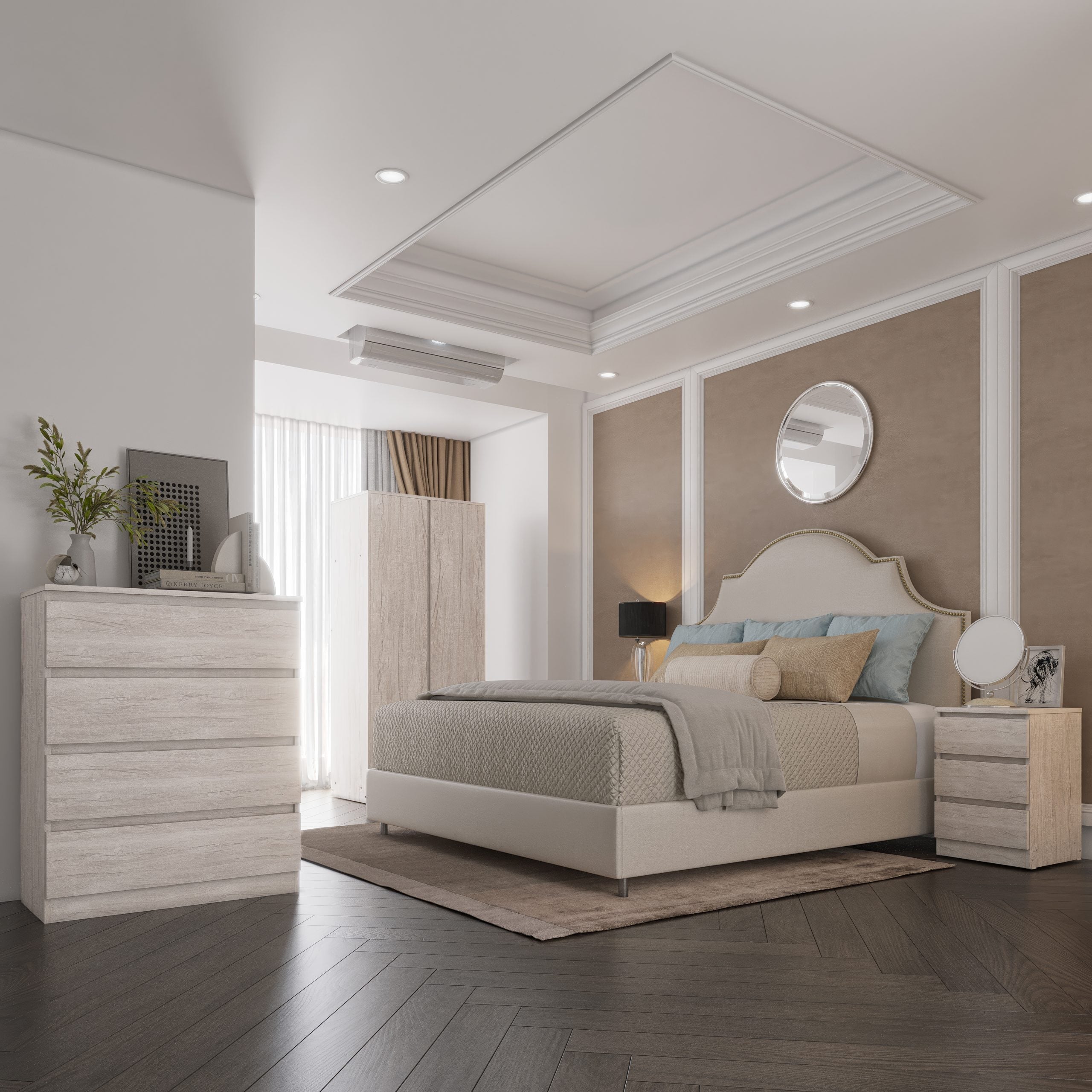 Malvern 2 Door Wardrobe Bedroom Set Urban Snow