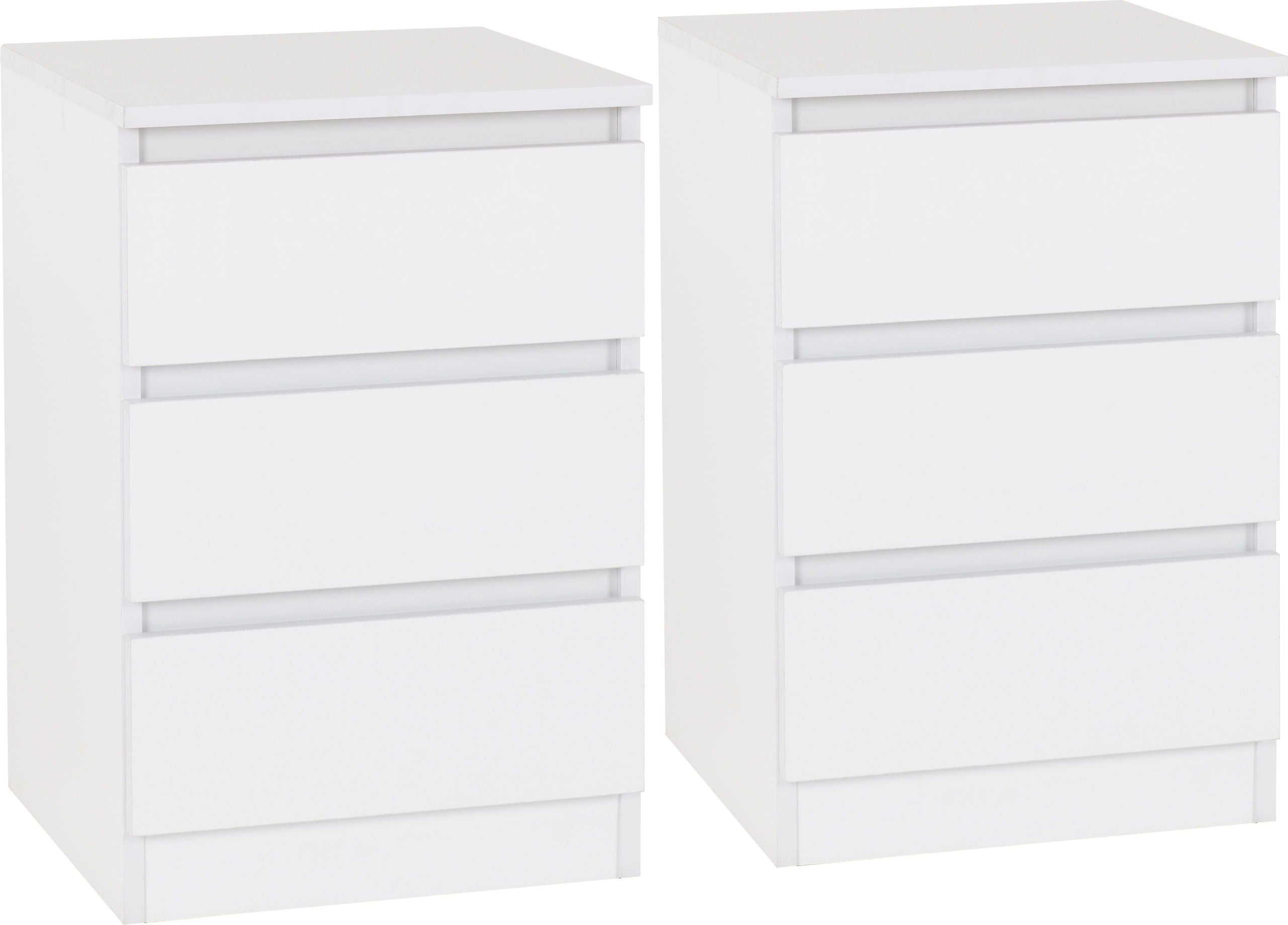 Malvern 3 Drawer Bedside (PAIR) White