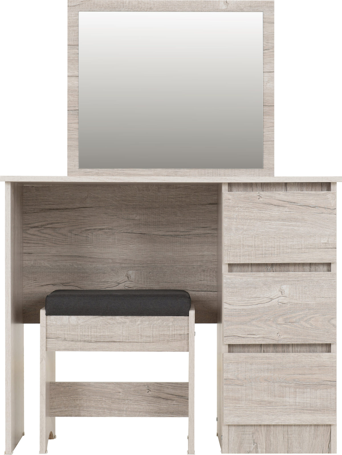 Malvern 3 Drawer Dressing Table Set Urban Snow/Steel Fabric