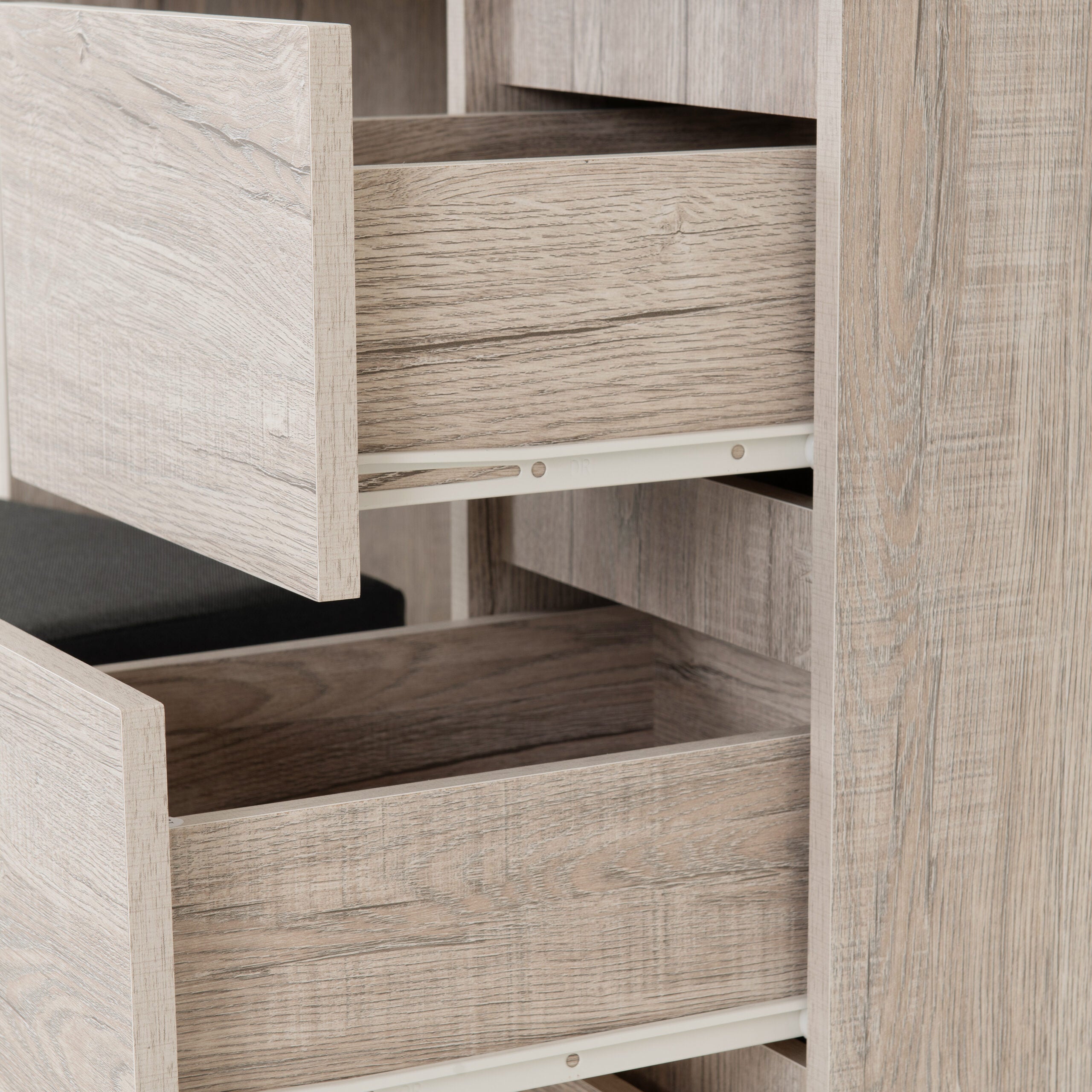 Malvern 3 Drawer Dressing Table Set Urban Snow/Steel Fabric
