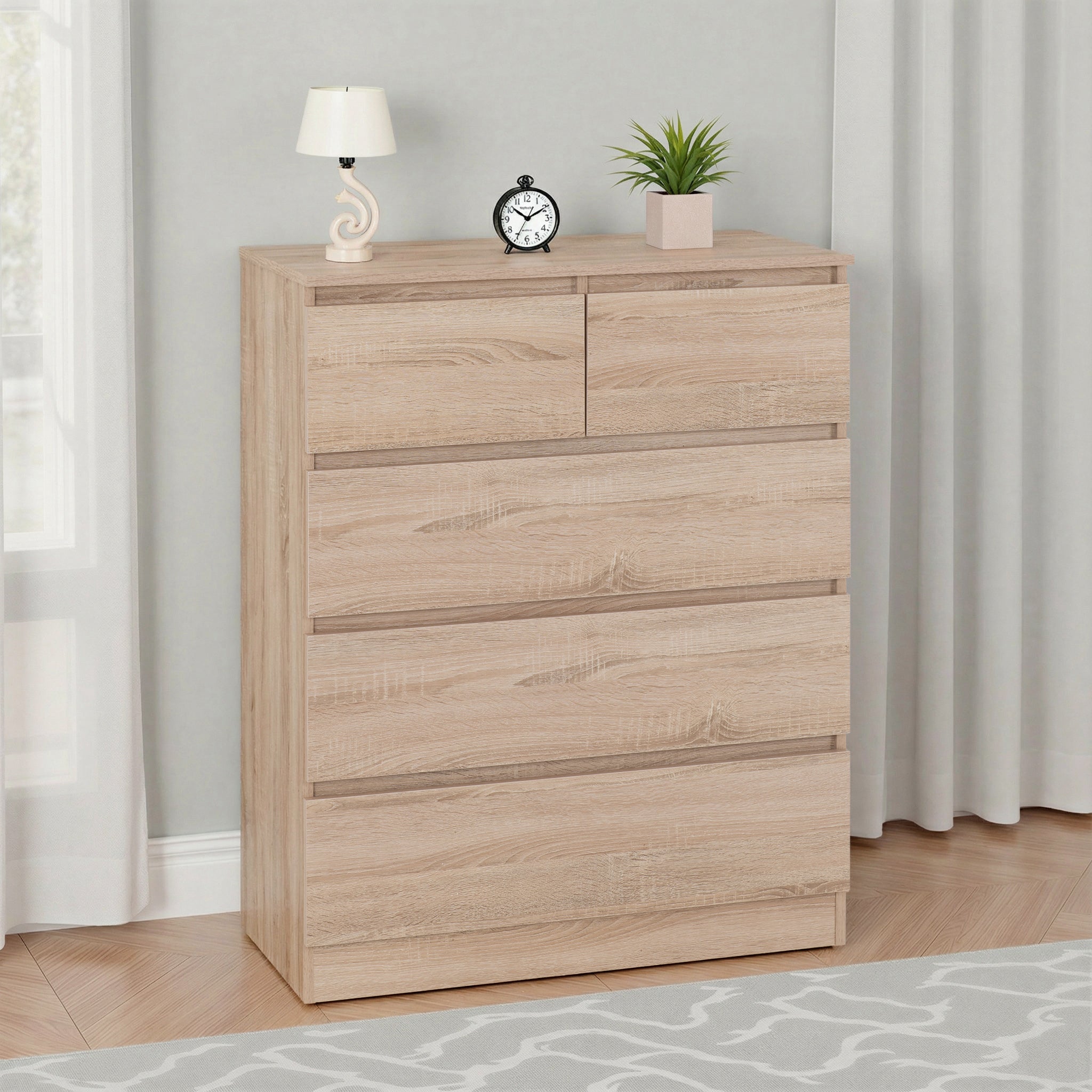 Malvern 3+2 Drawer Chest Sonoma Oak Effect