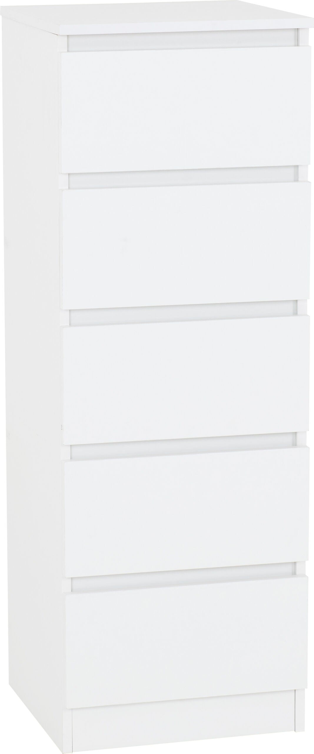 Malvern 5 Drawer Narrow Chest White