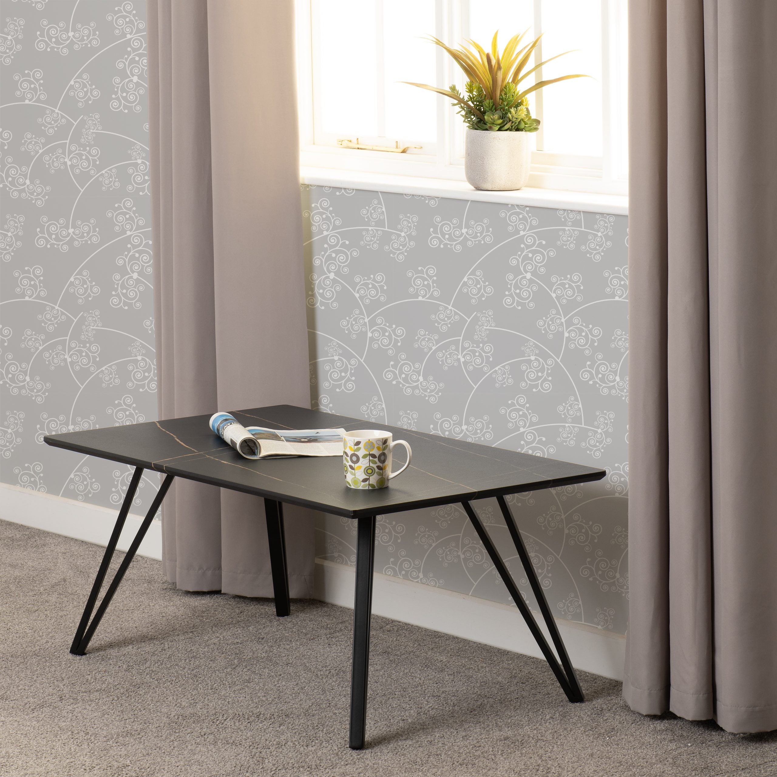 Marlow Coffee Table Black Marble Effect/Black