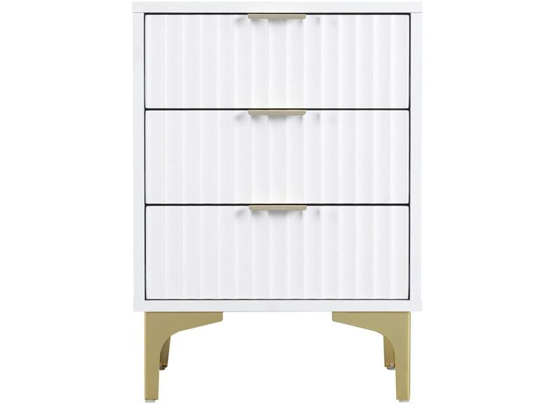 Miami White Three Drawer Bedside (PRE-ORDER FOR AUGUST)