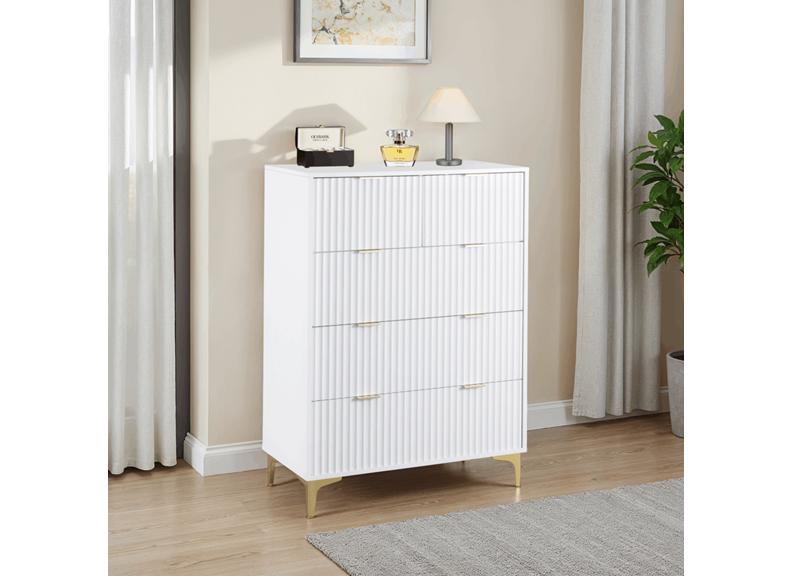 Miami White 2+3 Drawer Bedroom Chest