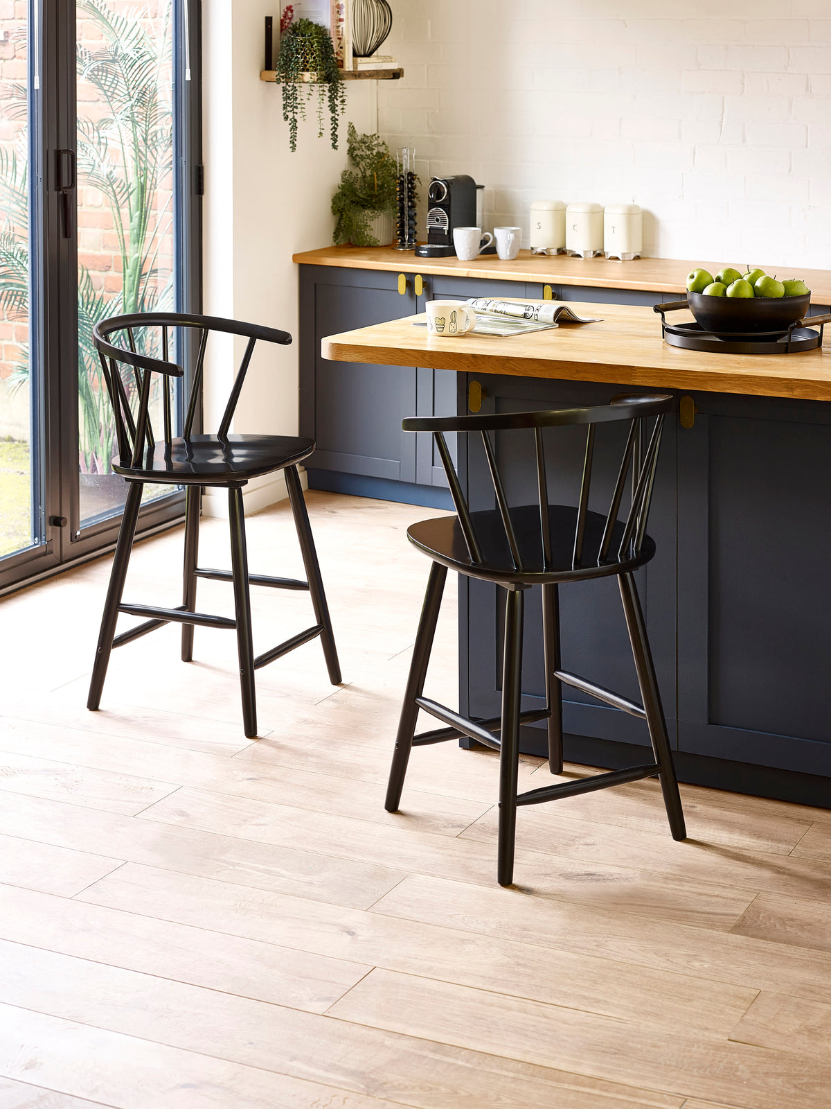 Modena Black Ash 112cm Solid Wood Bar Stool