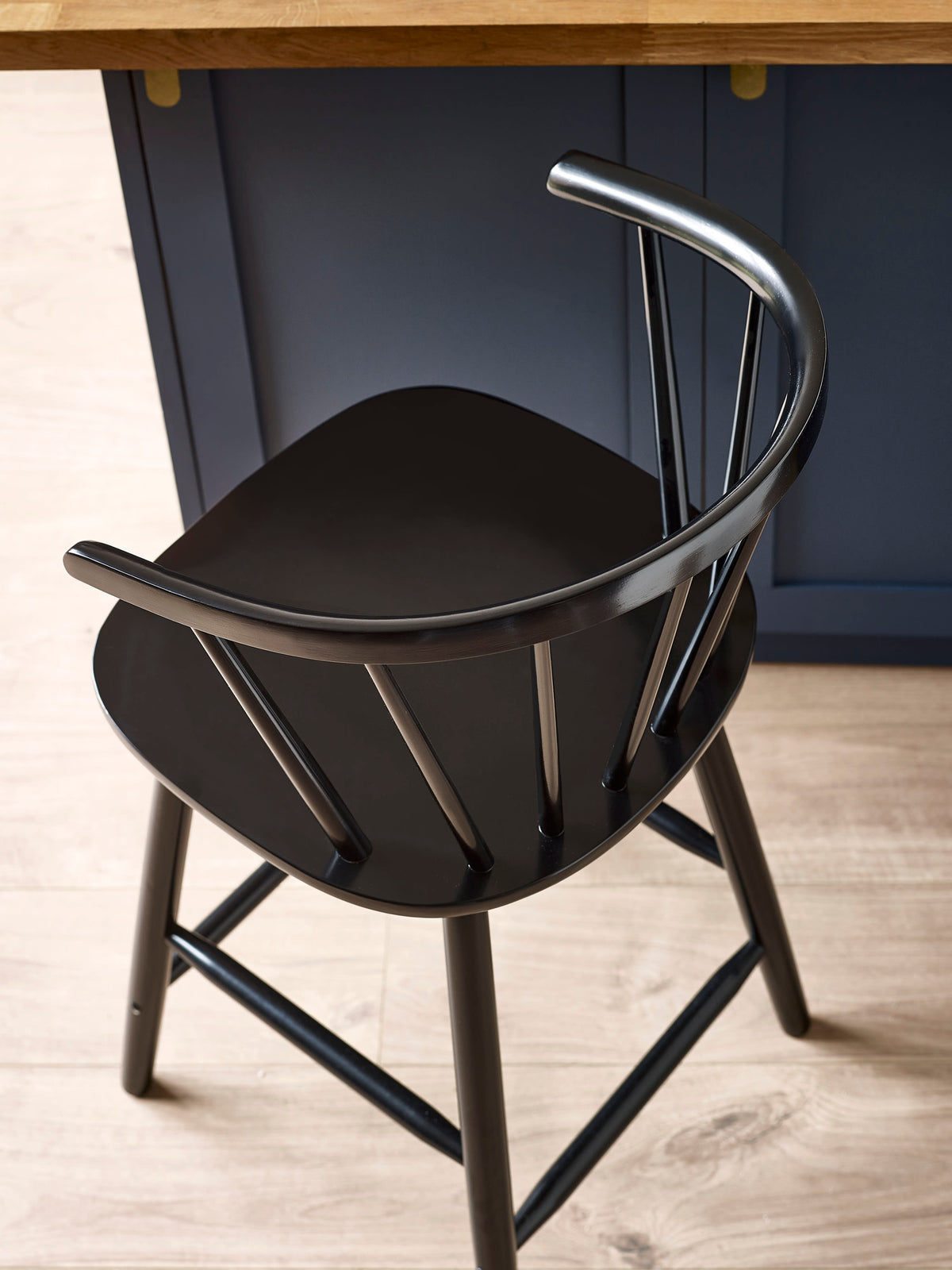 Modena Black Ash 112cm Solid Wood Bar Stool