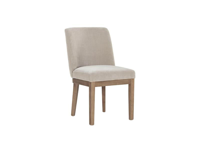 Massimo Dining Chair – Latte Fabric Upholstered with Solid Wood Legs