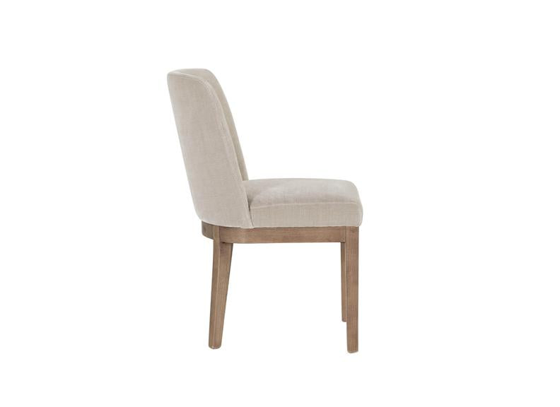Massimo Dining Chair – Latte Fabric Upholstered with Solid Wood Legs