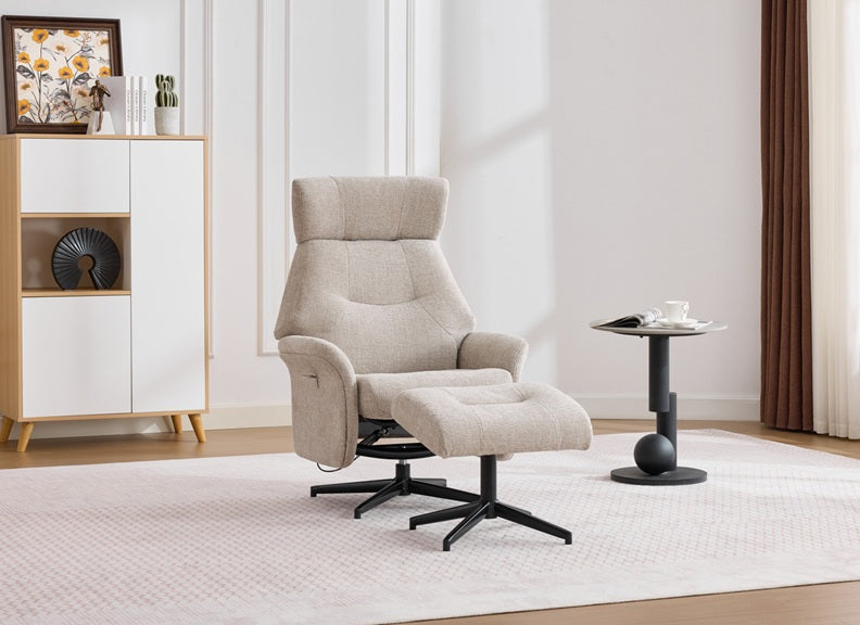 Mira Fabric Swivel Chair & Footstool