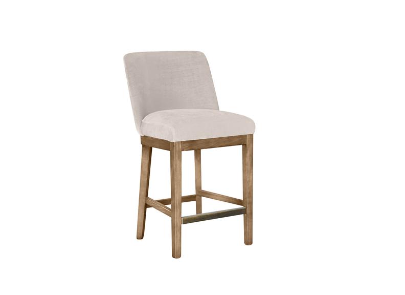 Massimo Counter Chair – Latte Fabric Upholstered with Solid Wood Legs