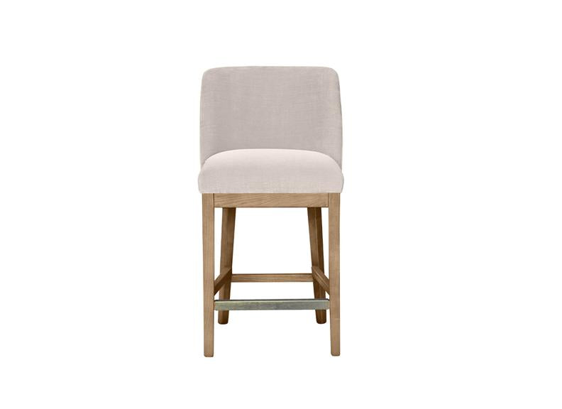 Massimo Counter Chair – Latte Fabric Upholstered with Solid Wood Legs