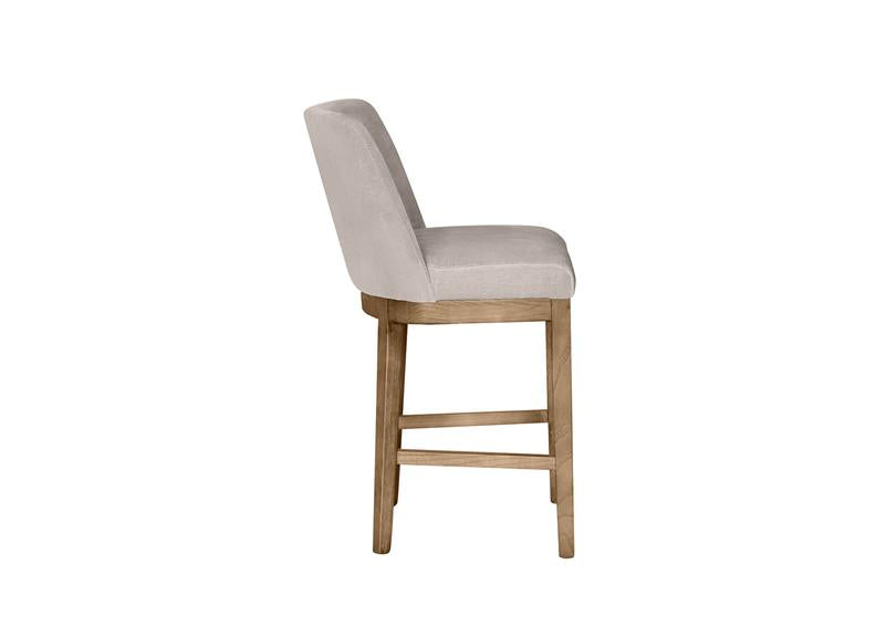 Massimo Counter Chair – Latte Fabric Upholstered with Solid Wood Legs