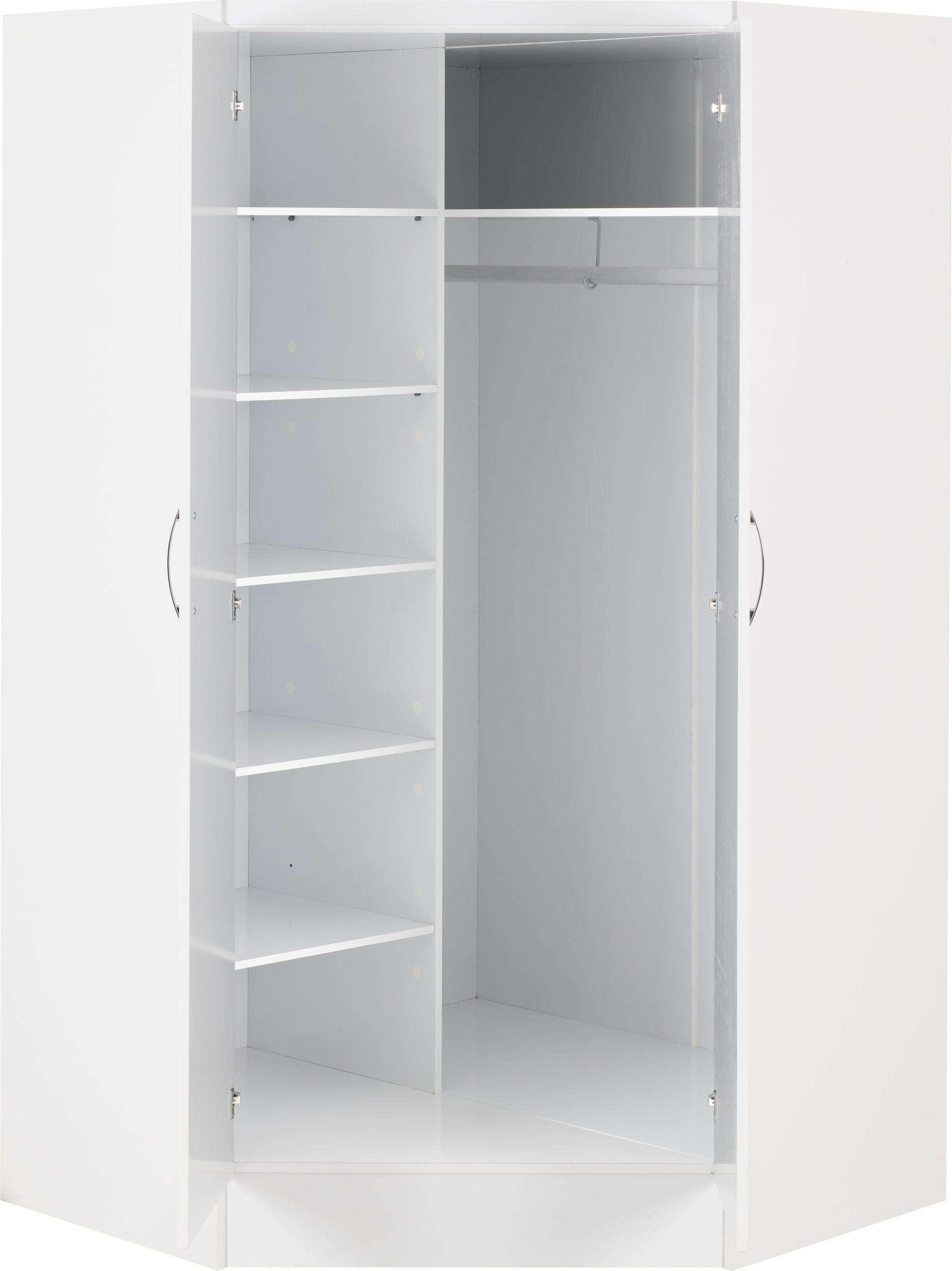Nevada 2 Door Corner Wardrobe White Gloss