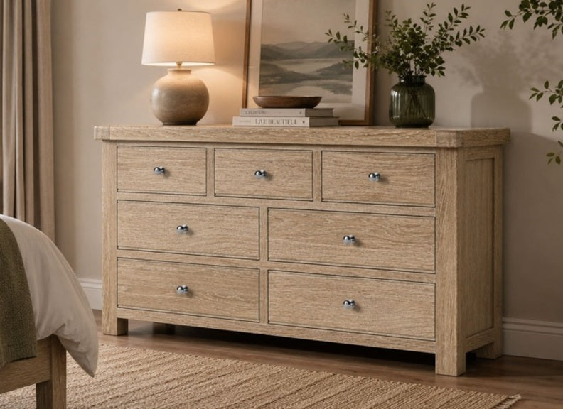 Normandy 3+4 Chest Of Drawers | Bedroom Chest In A Whitewashed Finish