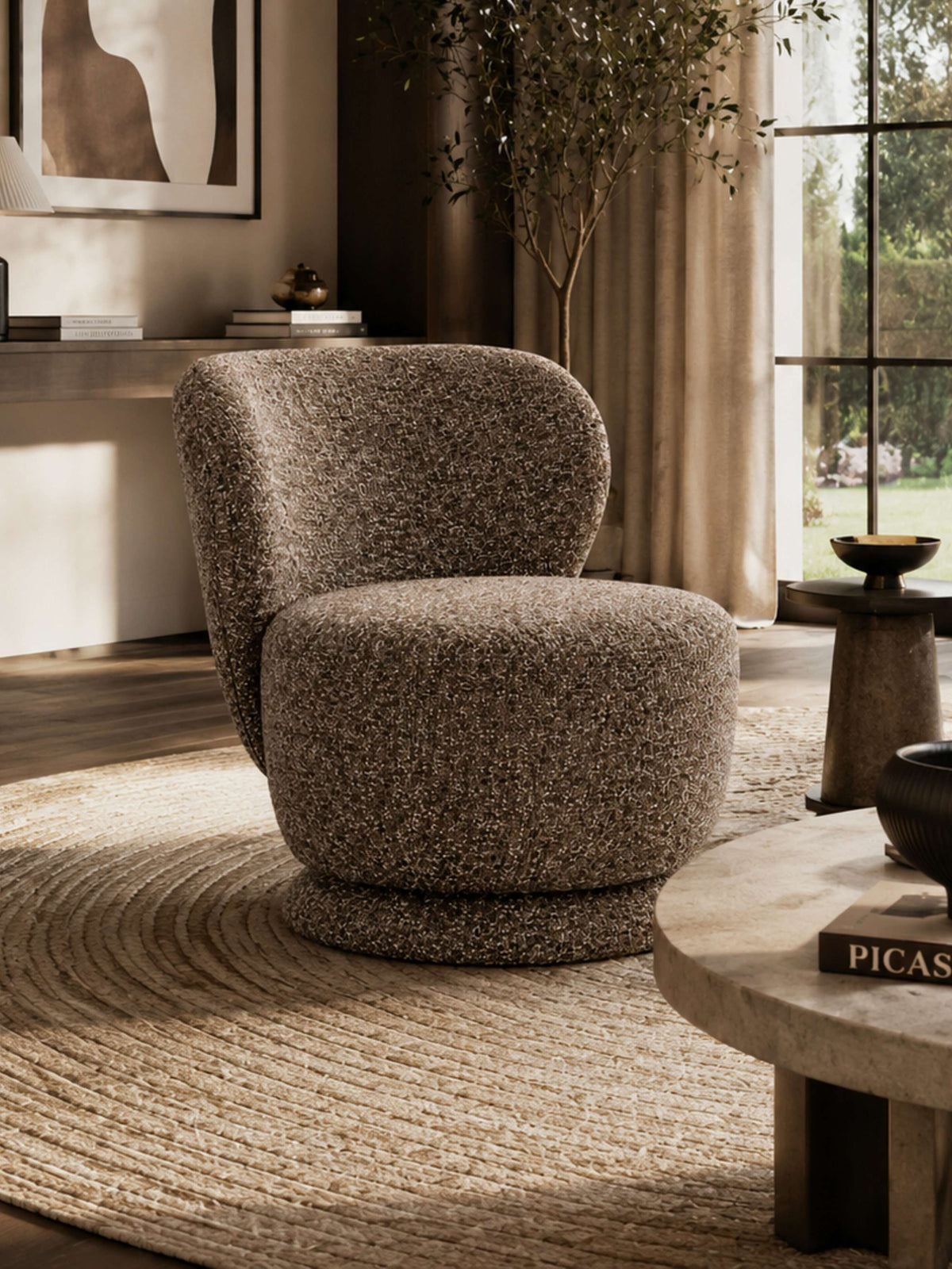 Orla Swivel Accent Chair - Hazelnut Chenille