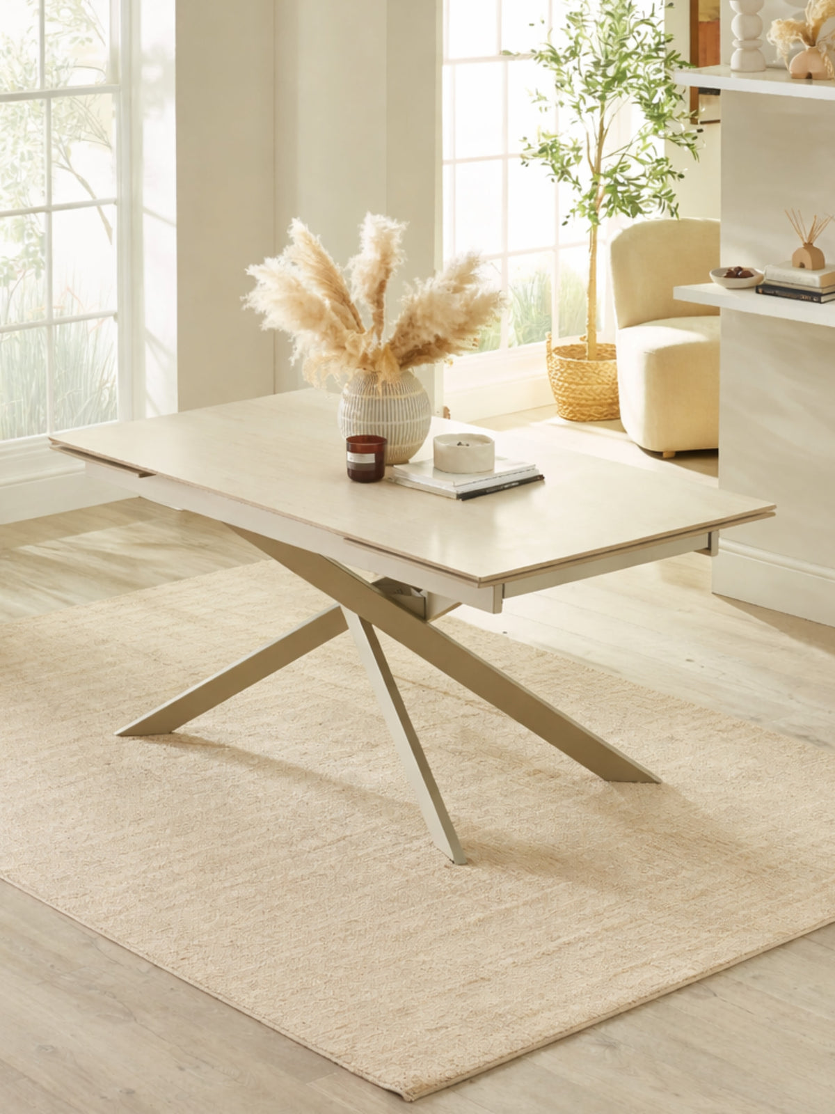 Osaka Stone Effect 160-200cm Rectangular Extending 6-8 Seater Dining Table