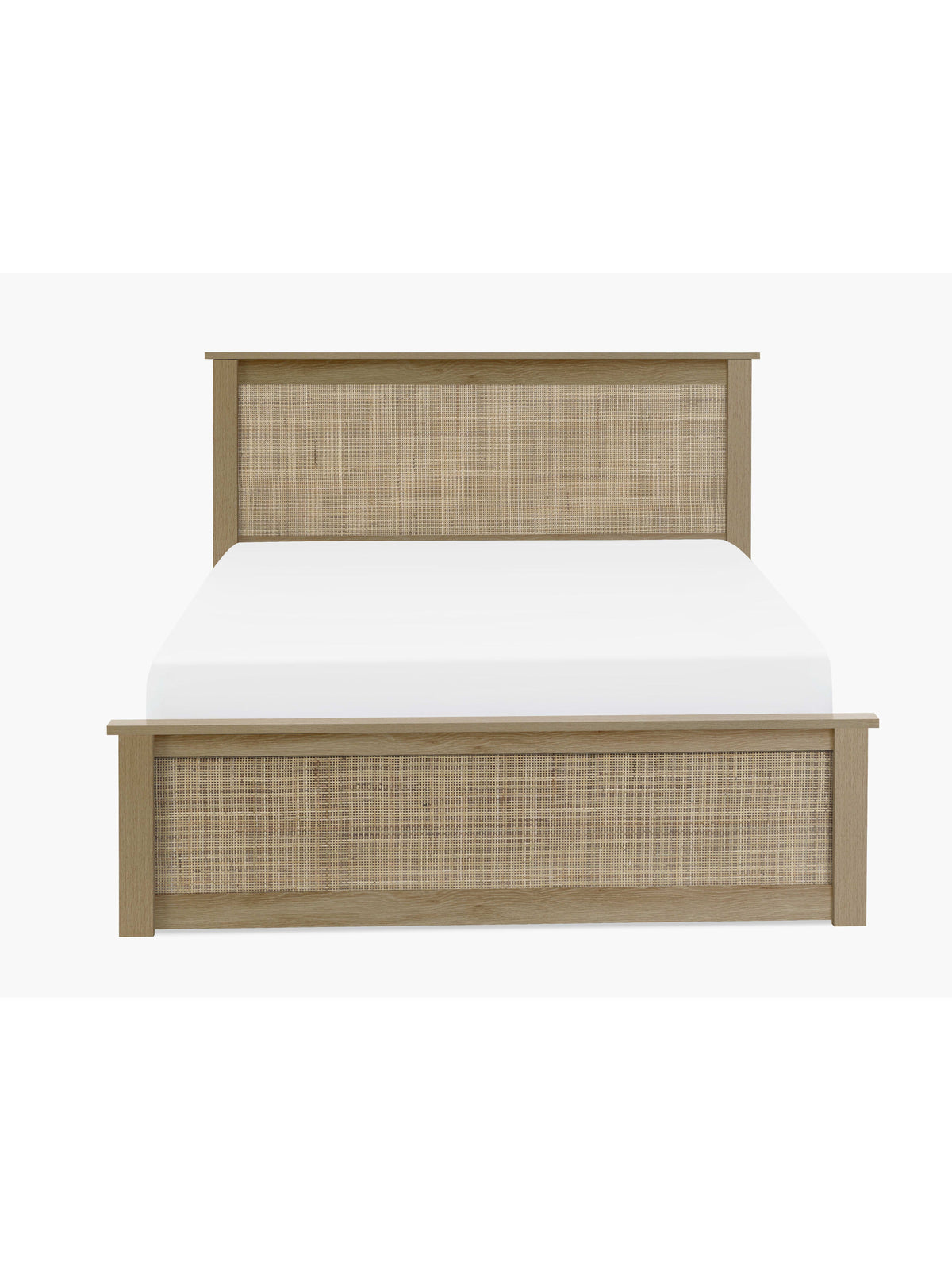 Padstow 135cm Double Oak Rattan Effect Lift-up Ottoman Storage Bed