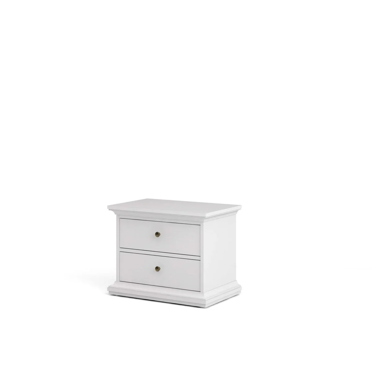Bellamy 2 Drawer Nightstand – White Finish with Compact Design