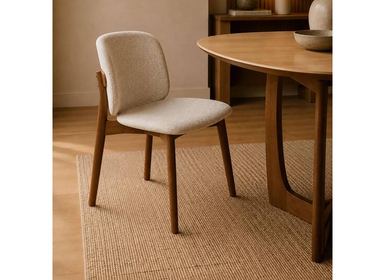 Two Portland Fabric Dining Chairs | Walnut effect Frame & Chenille Fabric Upholstery