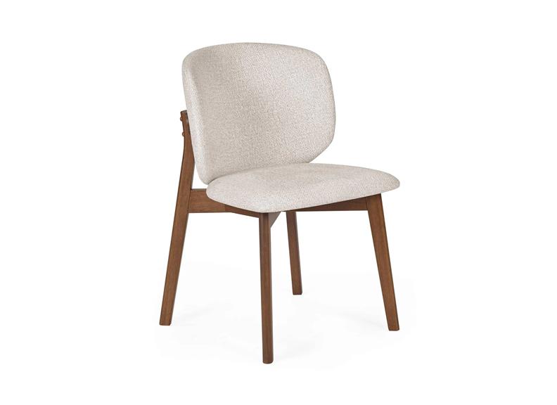 Two Portland Fabric Dining Chairs | Walnut effect Frame & Chenille Fabric Upholstery