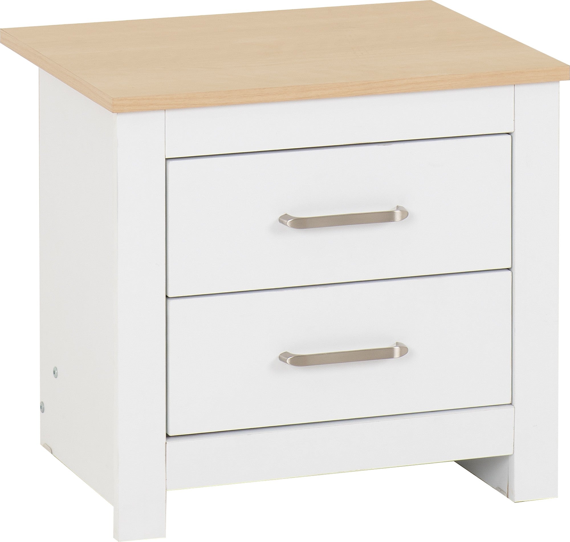 Portland 2 Drawer Bedside White/Oak Effect