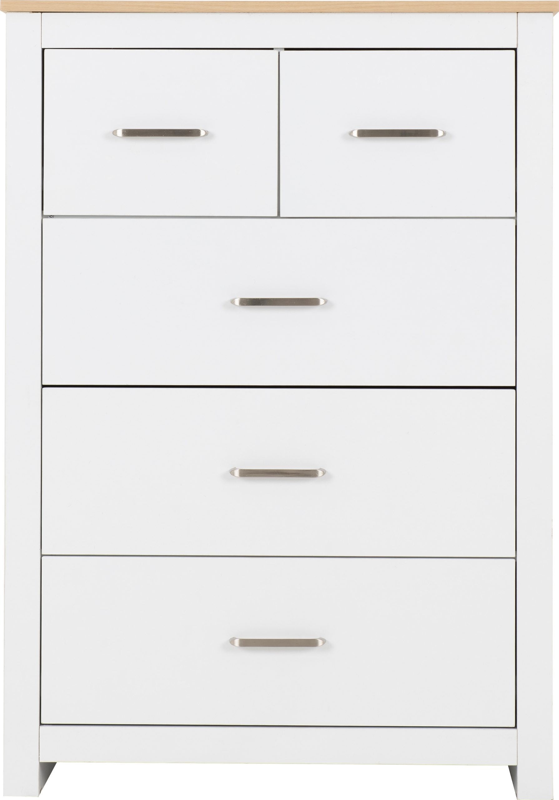 Portland 3+2 Drawer Chest White/Oak Effect